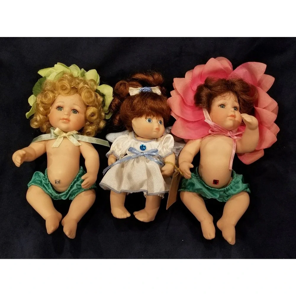Classic Creations Hand Crafted Miniature Porcelain Dolls Set of 3
